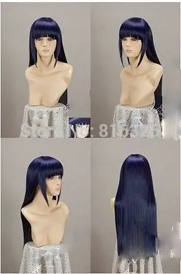 Оптовая продажа 32-дюймовый Косплей-парик Narutos Shippuden Hinata Hyuga голубой и черный 80 см |