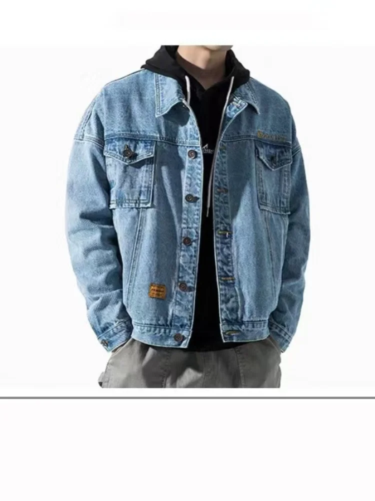 Men's denim jacket spring and autumn Korean style loose large size casual trend all-match