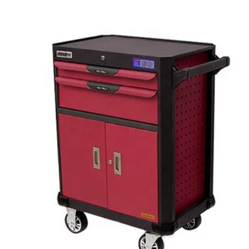 

workshop garage metal tool cart with handle and wheels with side door