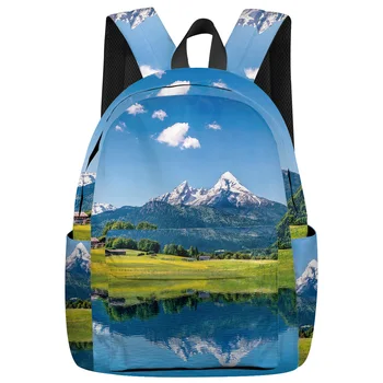 

Alps And Clear Mountain Lakes Backpack Interior Key Chain Holder Luxury Backpack Arcuate Shoulder Strap