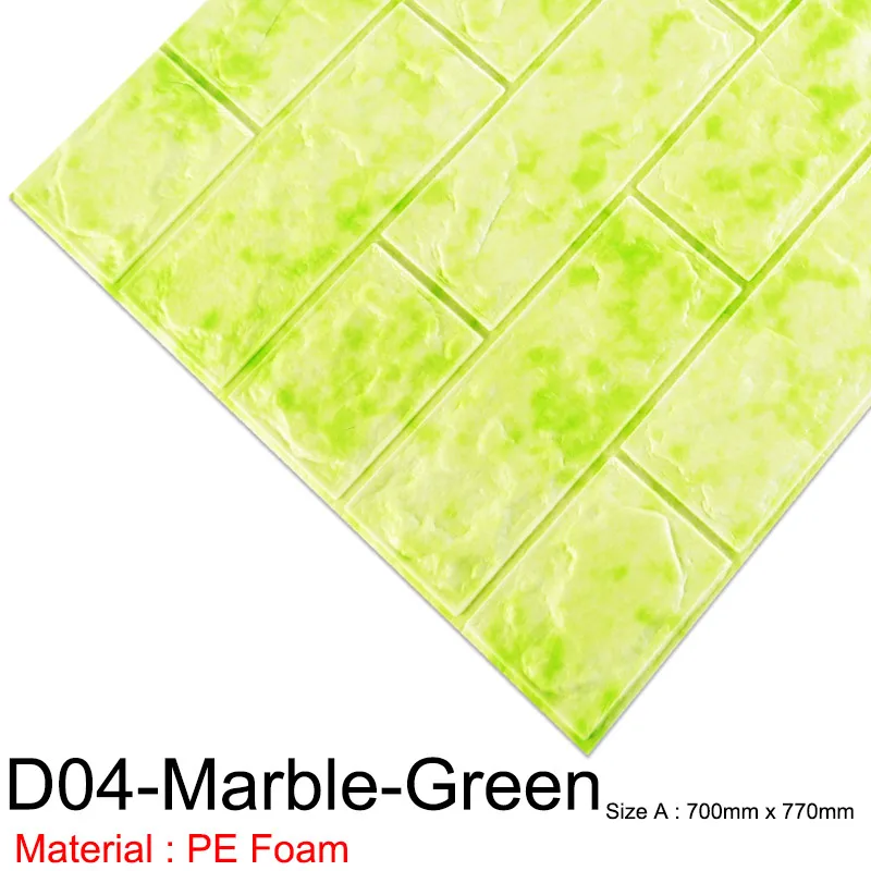 3D стикер на стену s мраморный кирпич водонепроницаемый DIY самоклеящийся Декор Фон для детской комнаты гостиная обои наклейка - Цвет: D04-Marble-Green