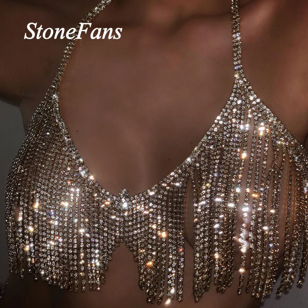 Stonefans Luxury Rhinestone Bra S Bikini Body Harness Women Bling