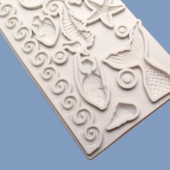 

Sea Theme Fondant Mold Seahorse Seashell Starfish Mermaids Silicone Resin Mold XXFB