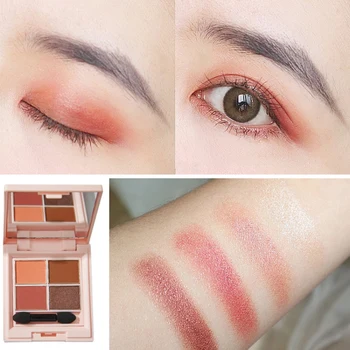 

4 Colors Matte Eyeshadow Tray Girl Earth Color Waterproof Sweat-proof Long Lasting Pearlescent Eyeshadow Palette Makeup