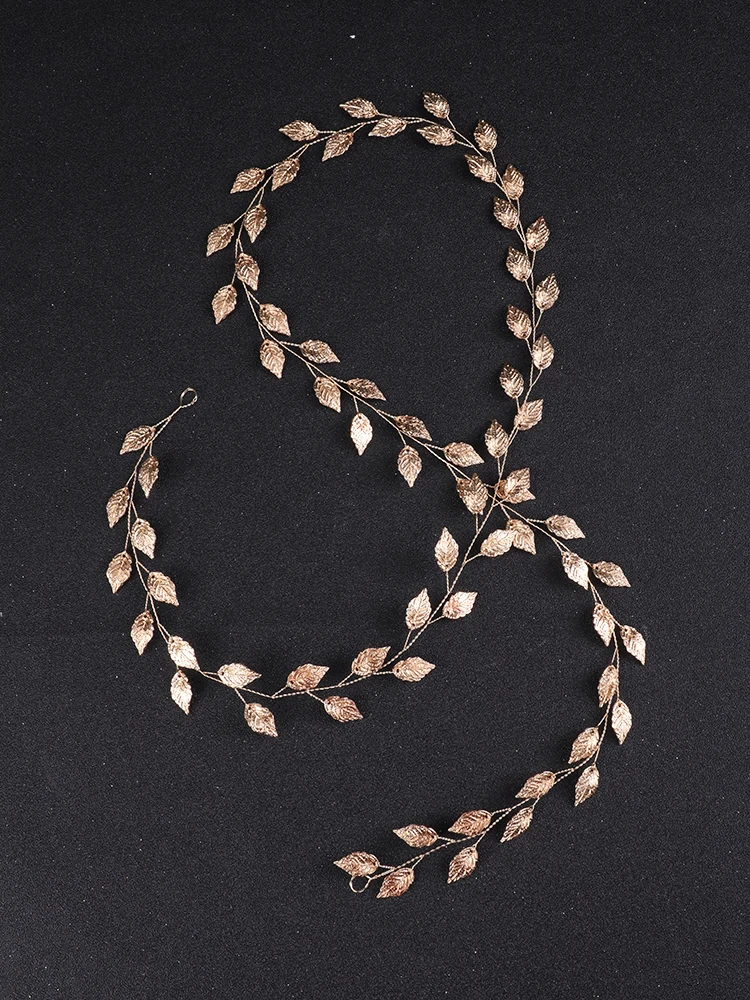 Vintage Silver Leaves Long Hair Vine 100cm Wedding Head Accessories Party Prom Girls Headbands Bridal Headdresses for hair