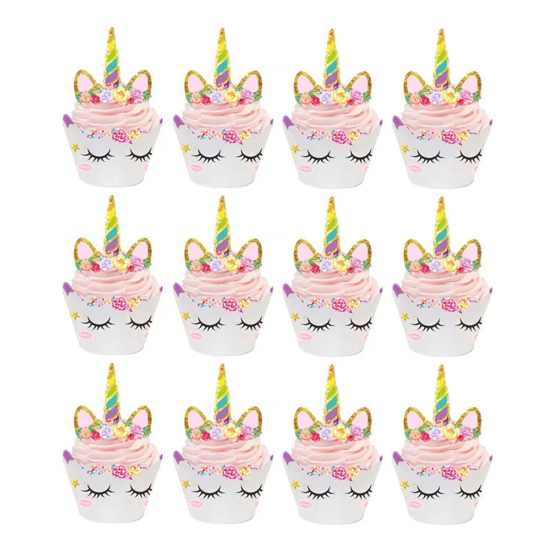 12set cake decorF 3 яруса свадебный торт стенд демонстрация леденцов на палочках подставка держатель Беби Шауэр детский Единорог день рождения десерт поставки - Цвет: 12set cake decorF