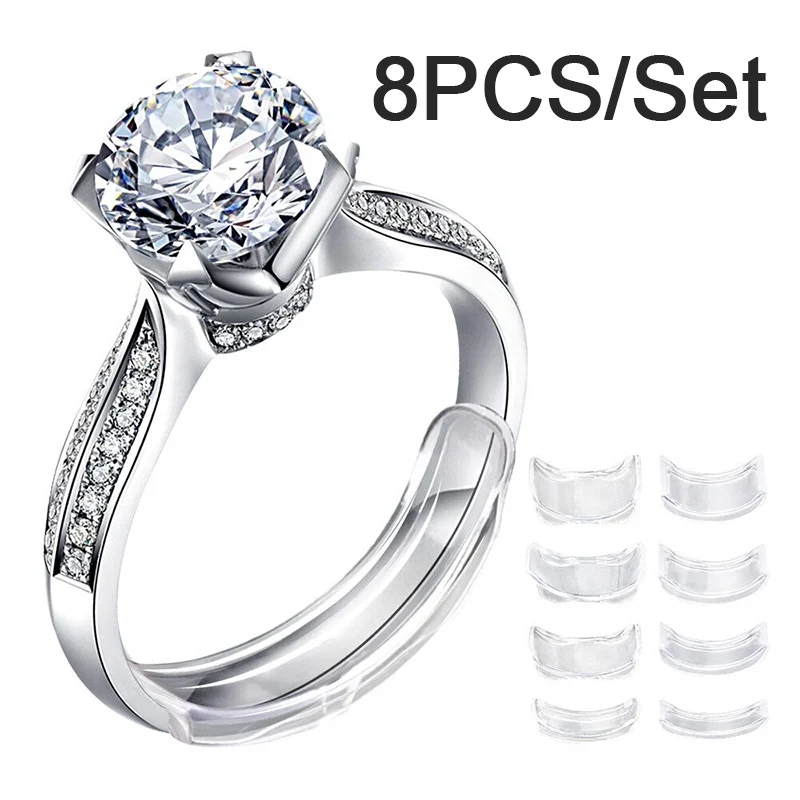 8 Sizes Silicone Invisible Clear Ring Size Adjuster Resizer Loose Rings Reducer Ring Sizer Fit Any Rings Jewelry Tools