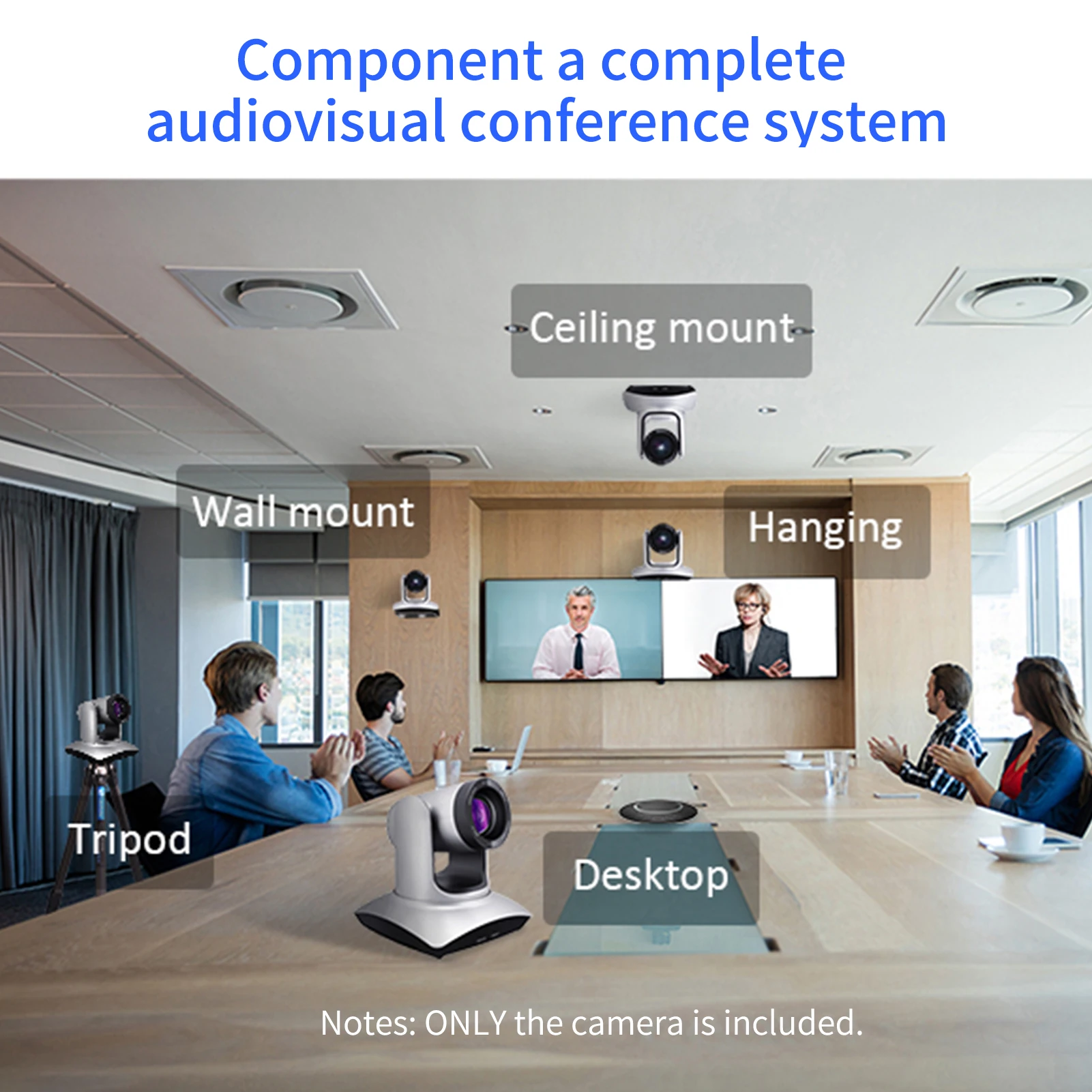 Conference PTZ Camera Wall Mount WebCam 20X Optical Zoom USB Connection with Remote Controller Compatible with Windows Mac