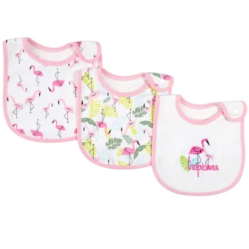 

3pcs Flamingo Pattern Cotton Bib Lovely Infant Bib Cute Saliva Towel Lunch Feeding Bibs for Newborn Baby