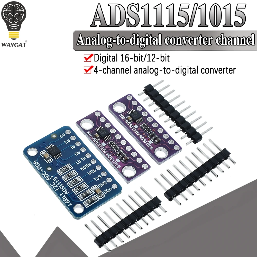 16-битный I2C ADS1115 ADS1015 модуль ADC 4-канальный с усилителем усиления от 2 0 в до 5 В для