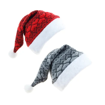 

Christmas Santa Hats, Color Block Knitted Cap with Fleece Trim, Festival Party Costume for Women Men