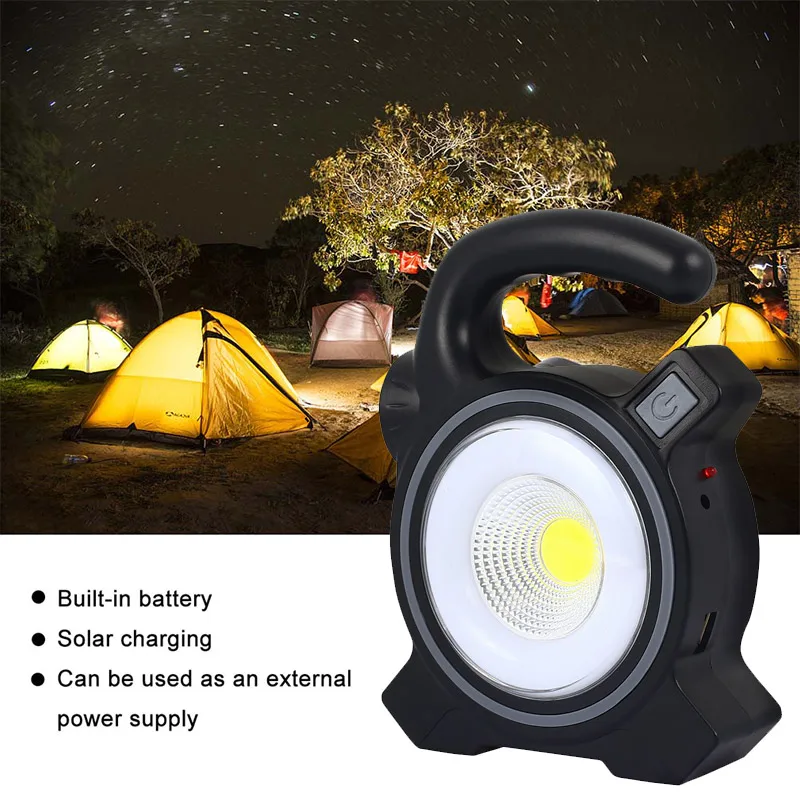 Durable COB Solar Power Floodlight Solar Floodlight Outdoor Home Security Lamp Non Polar Dimming Eco-Friendly Black ABS