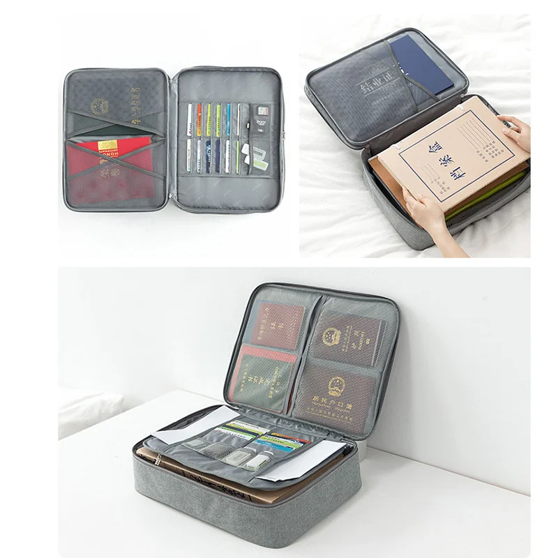 Document Storage Bag Extra Large Capacity Travel Zip Bags Cable Organizer Account Passport Storages Pouch For Important Items