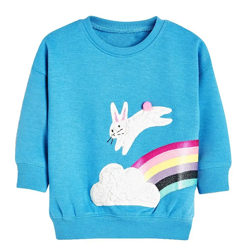 Jumping Meters Unicorn T shirts Baby Girl Clothes Children Long Sleeve Tops Kids Tee Shirt Fille Cotton Toddler Girls Tops 2-7Y - Цвет: 86