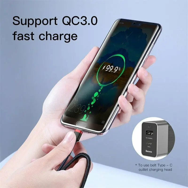 Baseus usb type C кабель для USB samsung S10 Xiaomi телефон с помощью USBC PD Быстрая зарядка зарядное