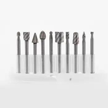 

10 Pcs/Set Portable Useful High Speed Steel Burr Grinding Bit Wood Carving Rasps Dremel Drill Bit Tools For 1/8' Shank Tool
