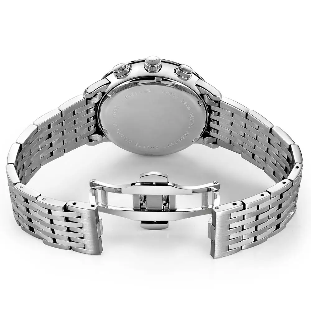 FEICE Fashion Vintage Chronograph Watch Men's Quartz Stopwatch Waterproof Casual Sport Multi-function Wrist Watches FS303