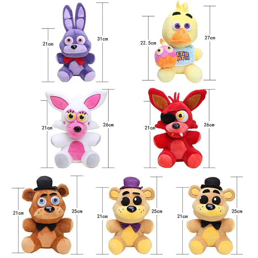 25 см-30 см игрушки FNAF пять ночей у Фредди плюшевый игрушка медведь лиса Бонни и Чика Золотой Фредди кошмар Фредди детские плюшевые игрушки