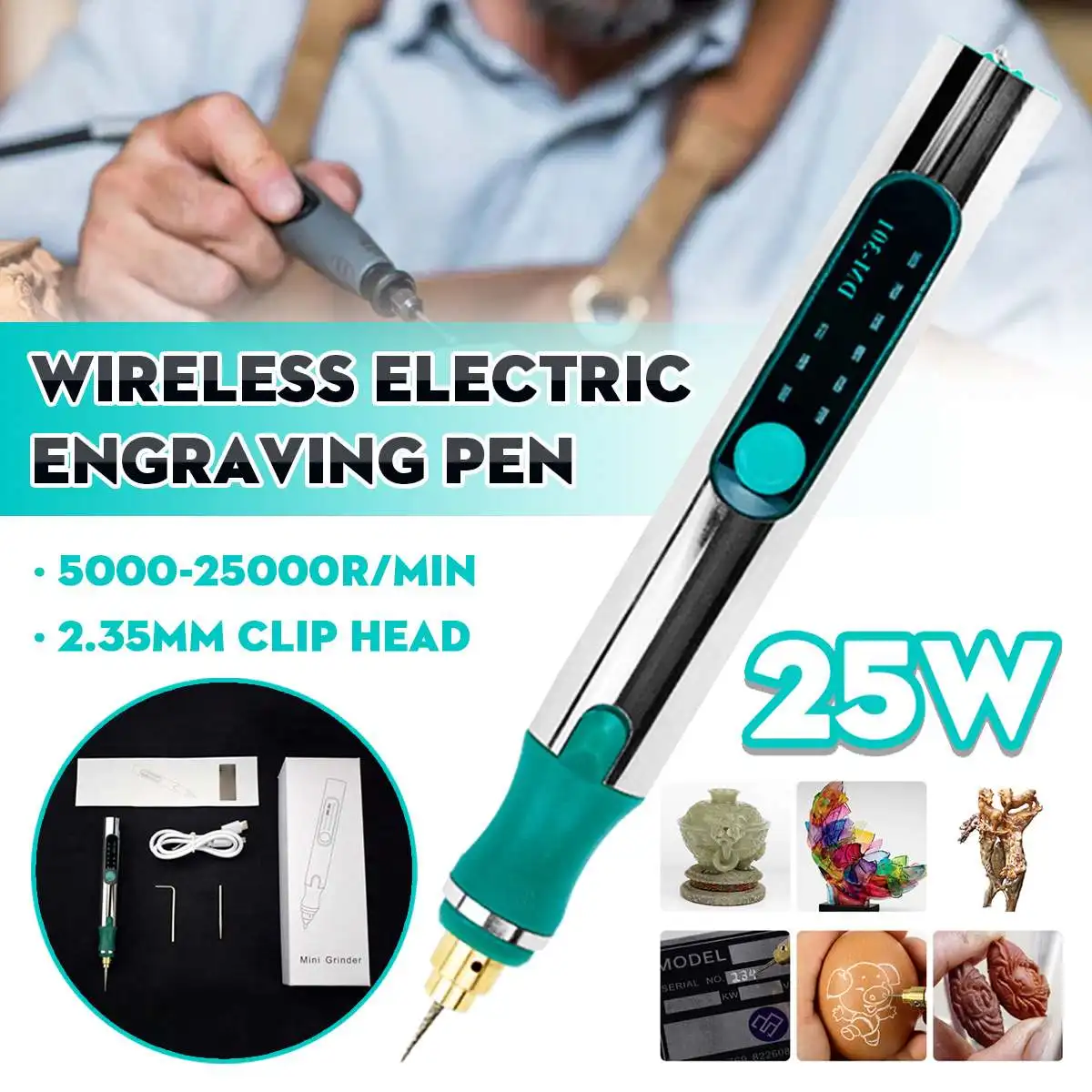 

25000RPM 3 Variable Speed Mini Grinder Set USB Charging Electric Drill Engraving Pen Rotary Tools Kit for DIY Polished Carving