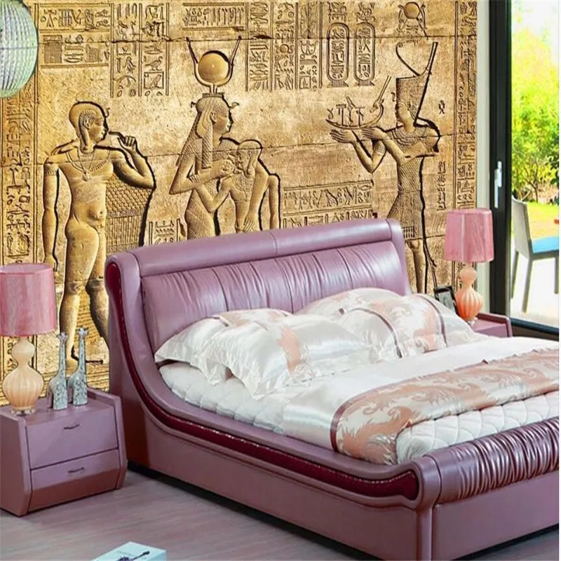 Customized HD Egyptian relief mural mythical character living room bedroom background wallpaper mural