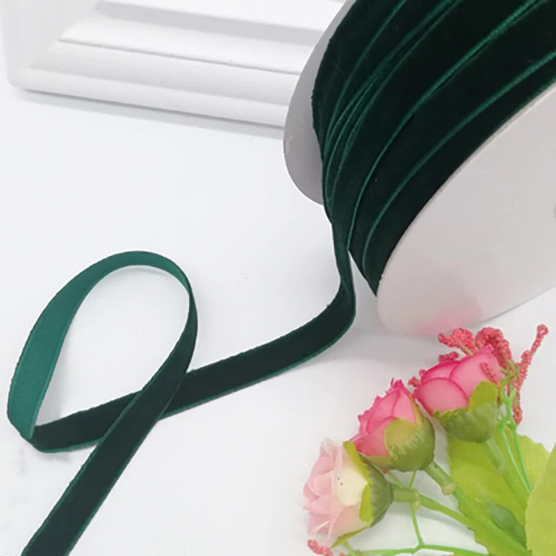 1CM dark green 50 ярдов/партия 1 см сплошной цвет DIY Взрывные Модели полиэстер бархатная лента шпилька для лент повязка Украшение Аксессуары - Цвет: 1CM dark green
