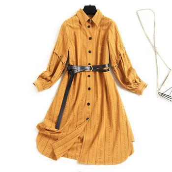 

Top Brand Fashion Runway Dress Autumn Designers Turn Down Collar Long Sleeve Loose Shirt Dress Women Clothes 2020 New Vestidos