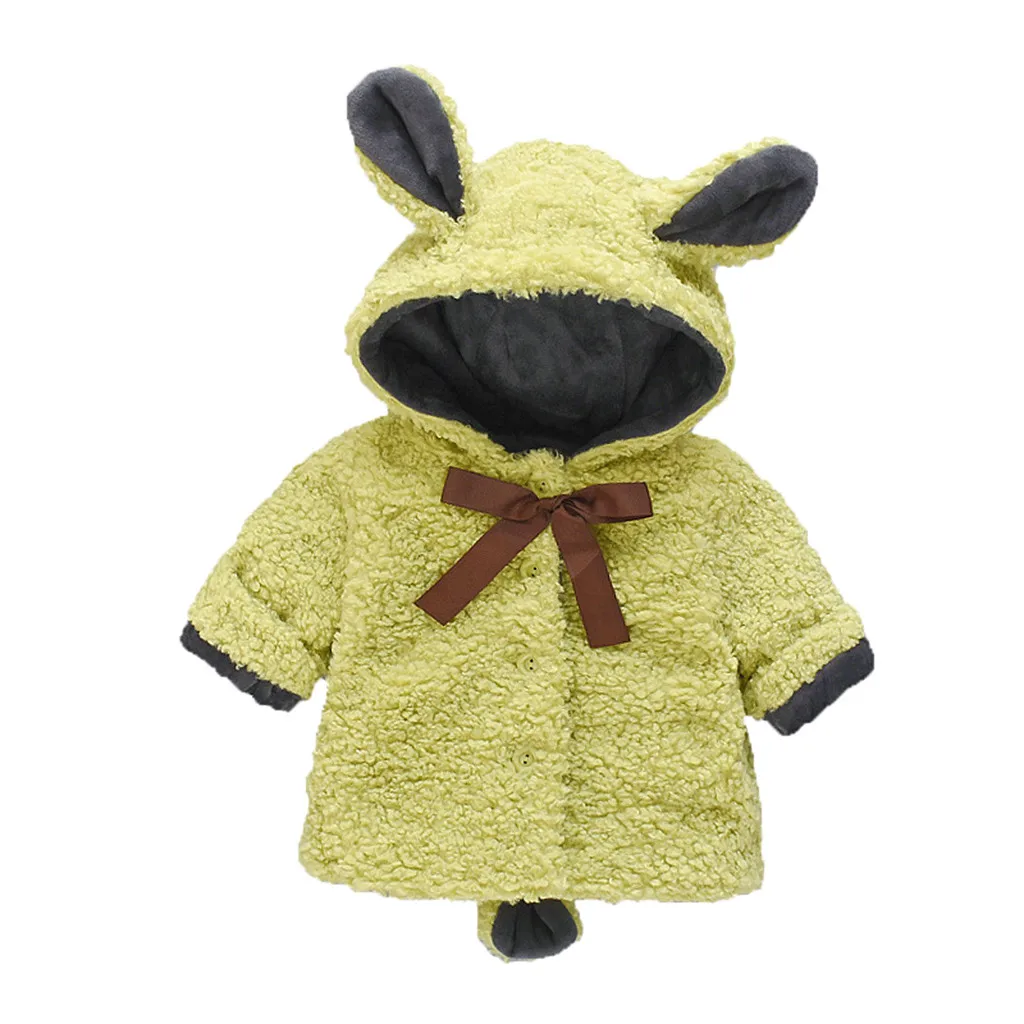 Green Детские парки; пальто; Зима г.; зимнее однотонное ветрозащитное пальто для маленьких девочек; милая верхняя одежда с капюшоном и рисунком; шерстяные парки; пальто - Цвет: Green