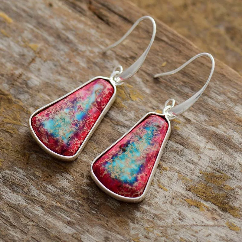 Outstanding Drop Earrings for Women Geometric Jaspers Bold Fashion Lady Dangle Earring Handmade Art Deco Jewelry - Image 2