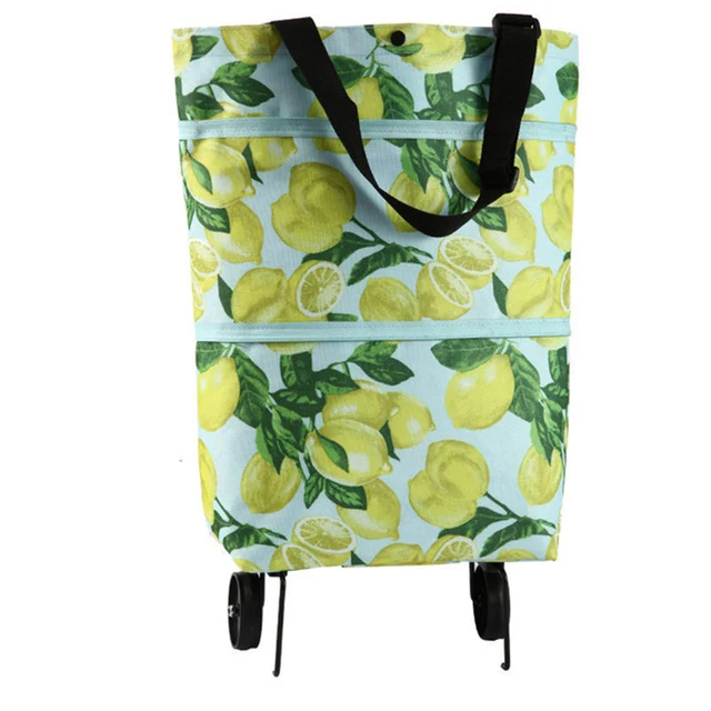 Folding Storage Bag High Capacity Shopping Food Organizer Trolley Bag On Wheels Bags Portable Shopping Bags Buy Vegetables Bags Lemon B