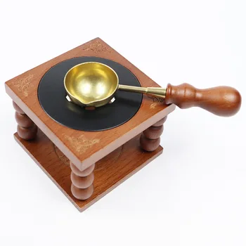 

Wax Seal Kit Seal Stamp Stove Melting Retro Handmade Tool Durable Stove Candle Holder with Spoon RT99