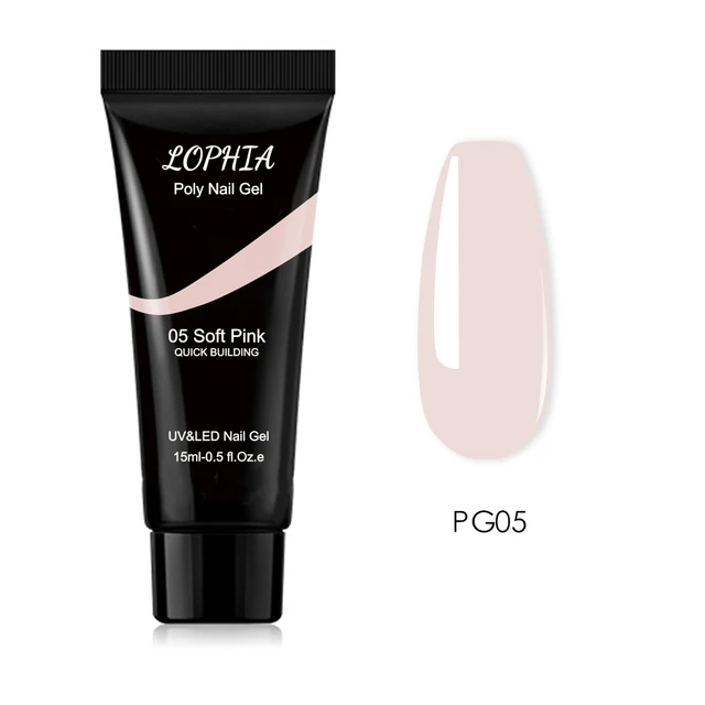 LOPHIA Poly Nail Gel 15ml Builder Extension Gel Semi Permanent Hybrid Varnishes Gel Polish All For Manicure Nail Art Design 05 Soft Pink