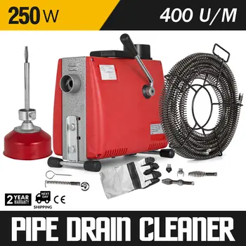 

Pipe Cleaning Device Mechanical 250W 15mx16mm Spiral Drain Cleaner Powerful Pipe Cleaner Drain