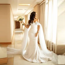 

1.Sexy Mermaid Bridal Wedding Gowns With Tulle Ruffles Floor Length Lace Aso Ebi Wedding Dresses Sweetheart Strapless Crystals