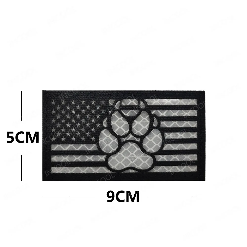 Thin Blue Line K9 Infrared IR Reflective Service Dog Rescue Embroidery Patch Military Tactical Patches Emblem Embroidered Badges 