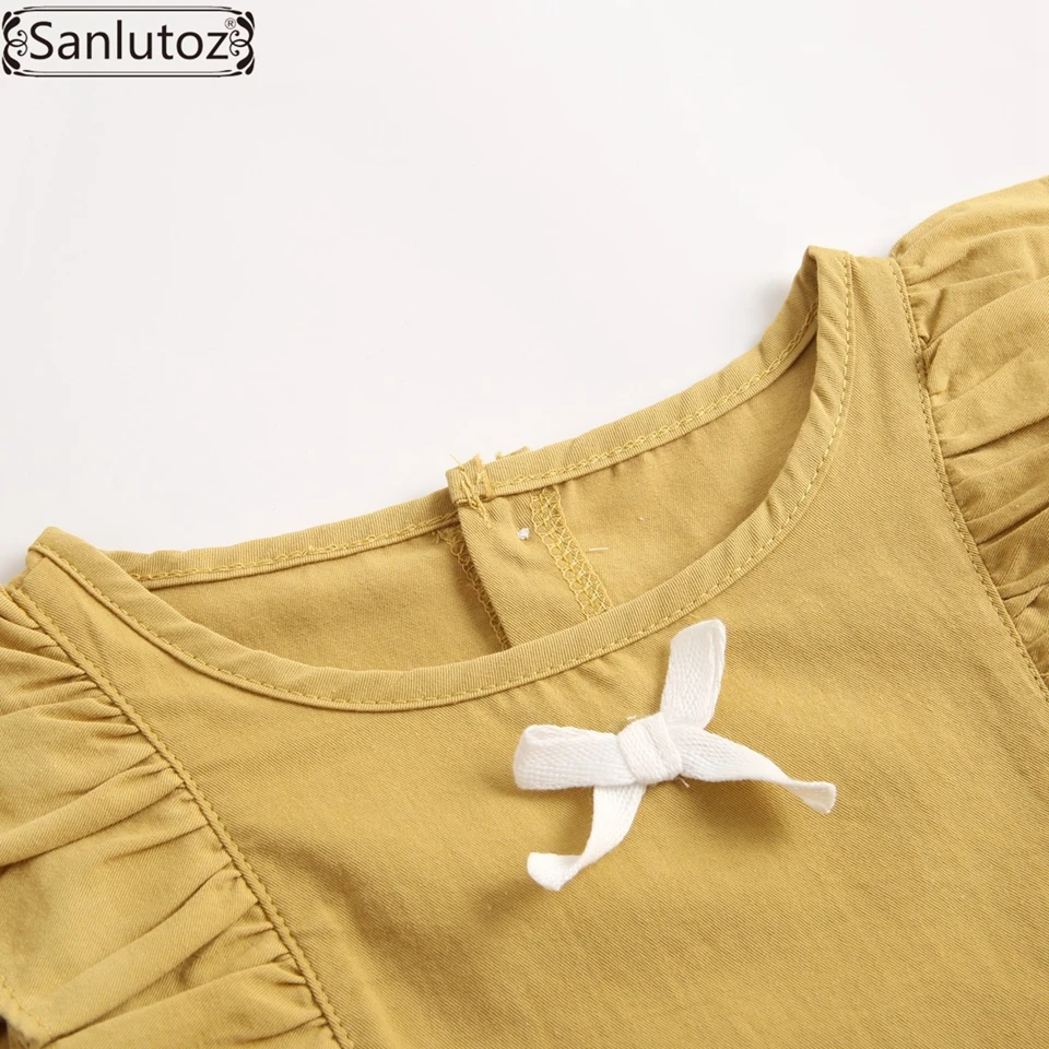 Sanlutoz/комбинезоны для новорожденных девочек; хлопковая безрукавная Одежда для новорожденных с бантом; сезон осень-зима; Детский комбинезон