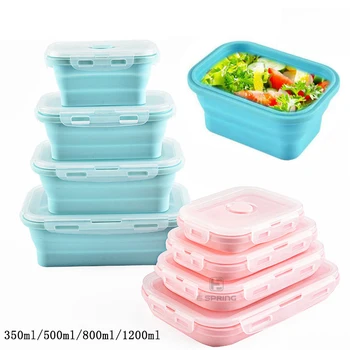 

Silicone Collapsible Microwave Bento Lunch Box Portable Healthy Material Lunch Box Food Storage Container Foodbox 1Pc/3Pc