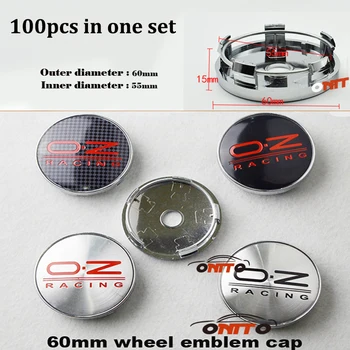 

Car logo Badge Emblem Wheel hub Caps 100pcs 56mm 60mm 2.36inch OZ OZ Racing Logo