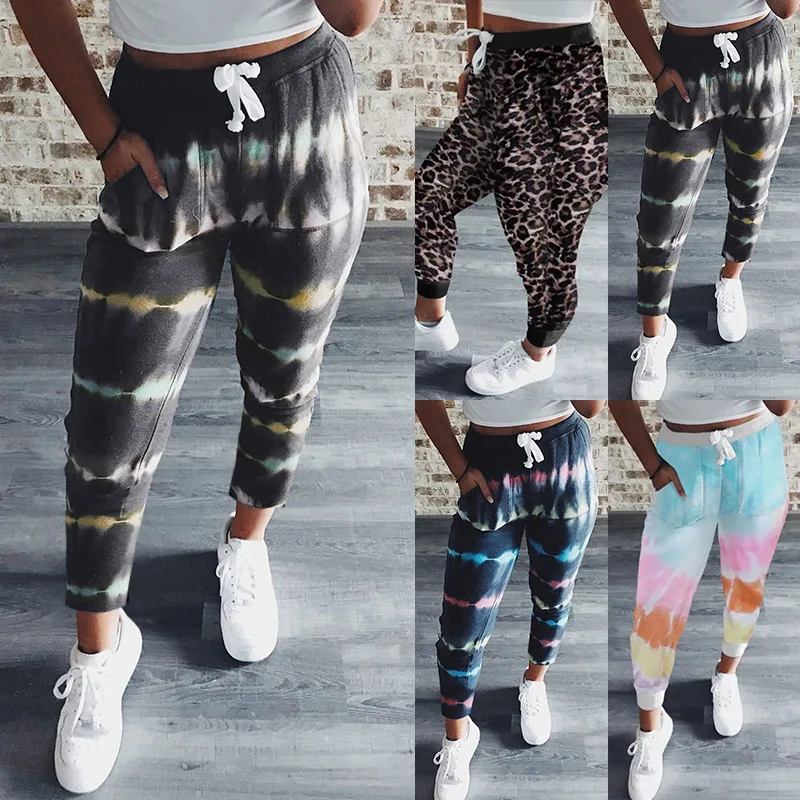 Spring Autumn Women's clothing Tie dye printing Sweatpants women capris Loose Casual trousers Streetwear Drawstring Women pants Spring Autumn Women's clothing Tie dye printing Sweatpants women capris Loose Casual trousers Streetwear Drawstring Women pants