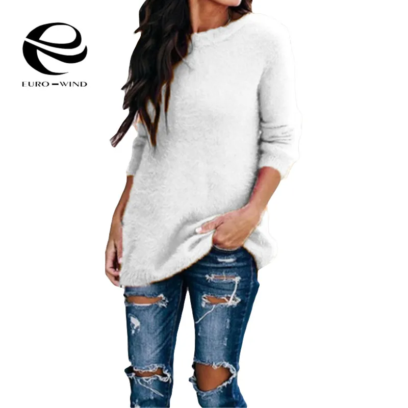 Плюс размер 5XL осень зима Повседневный длинный рукав Однотонный свитер с круглым вырезом Женская Повседневная Свободная свитера Топы модная женская одежда