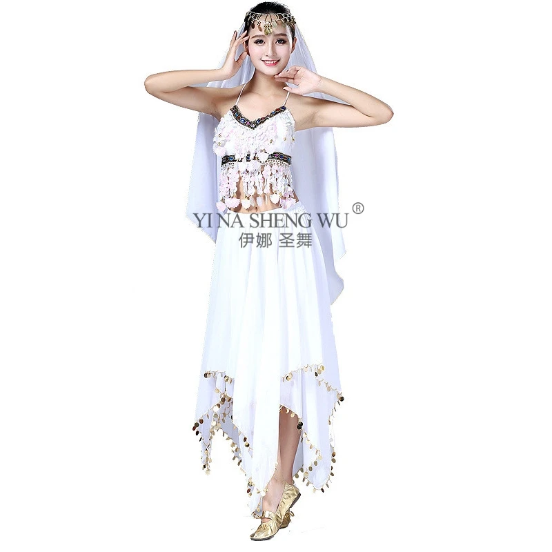 

1pc Belly Dance Practice Performance Costume Top Skirt Women Bollywood Dancewear Oriental Dance Costumes Chiffon Indian Adult