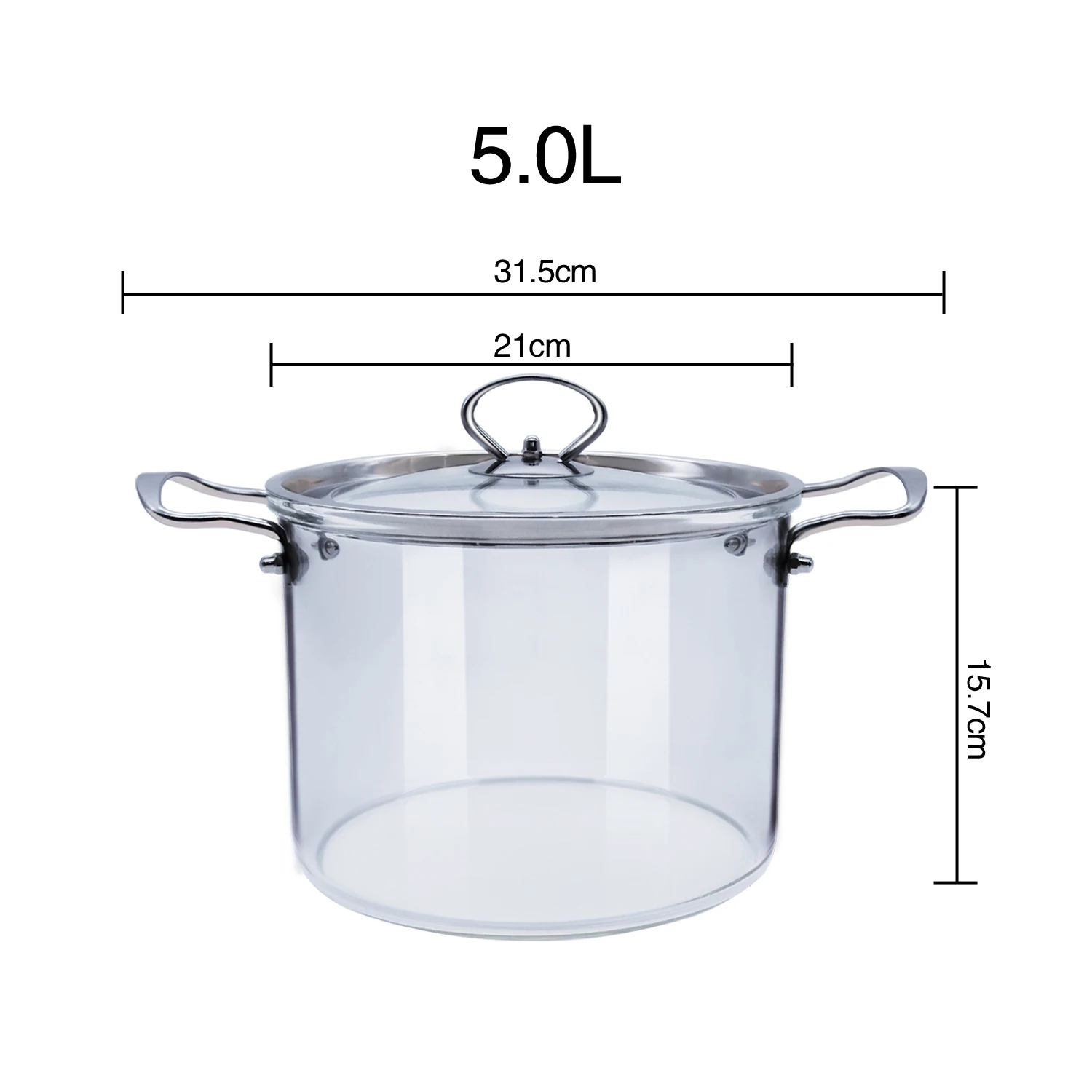 2020 New Glass Cooking Pot With Cover Heat-Resistant Saucepan Glass Kitchen Cookware  Set Cooktop With Handle & Steam Hole