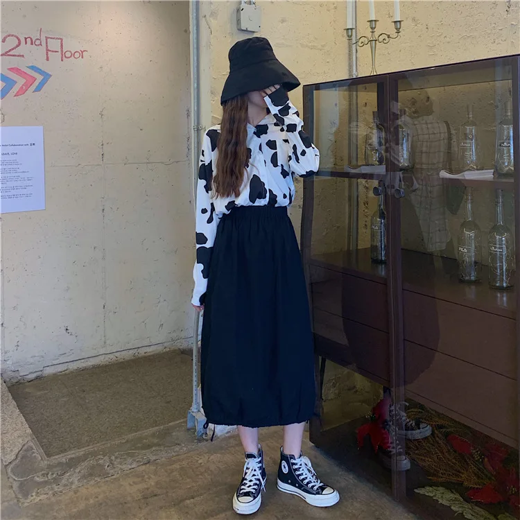 

Photo Shoot New Style Korean-style Weep Yafeng Flower High Waist Drawstring Skirt