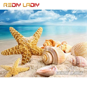

Diamond Painting Starfish and Conch Shell Full Round Diamond Embroidery Beaded Cross Stitch Pixel Mosaic Pattern Arts & Crafts