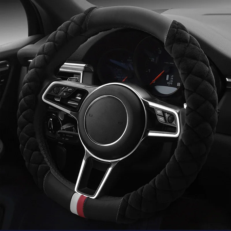 Winter Plush Steering Wheel Cover Black Gray Brown Red Purple Car Styling Handle Medium 38cm Universal Auto Interior Accessories |
