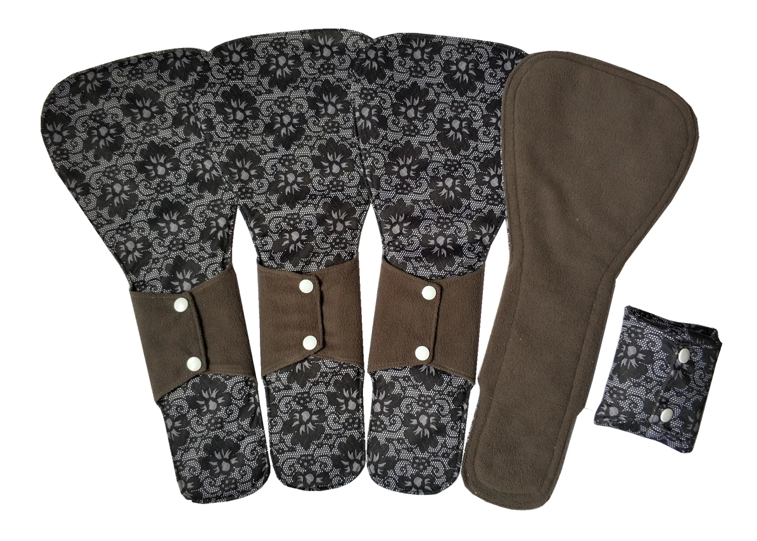 JUTESK's 5 pieces 41cm / 16inch Ultra-deep sleep Night Charcoal Bamboo Mama Cloth/ Menstrual Pads/ Reusable Sanitary Pads