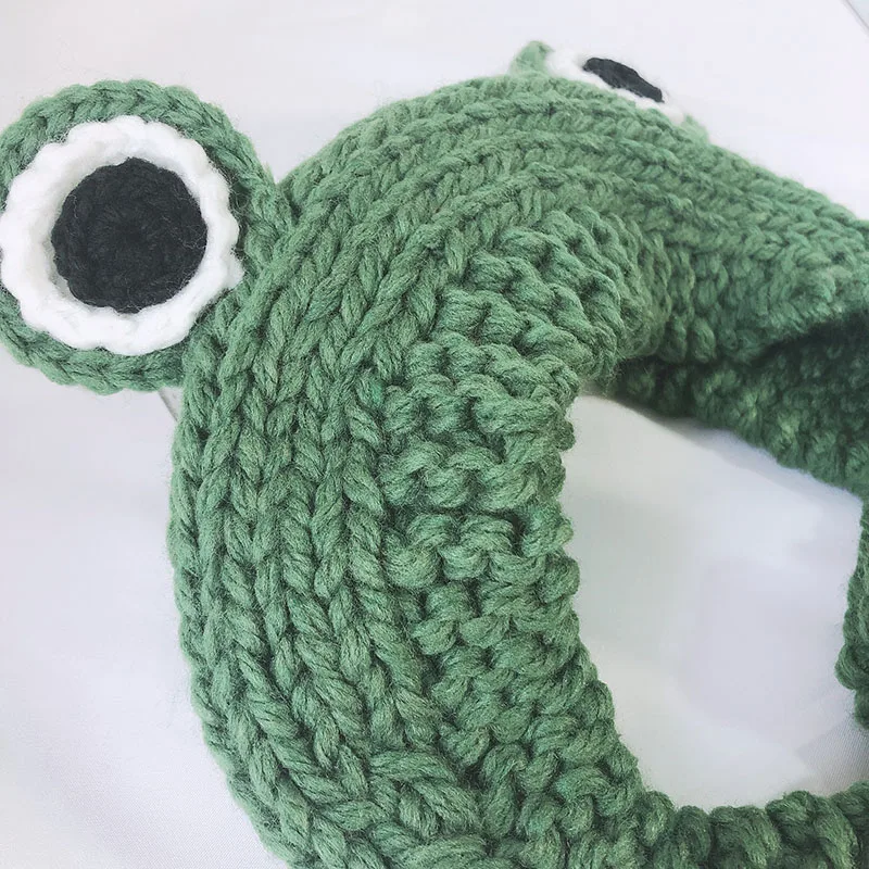 Детская шапка-лягушка с большими глазами, зимняя детская шляпа, вязаная детская шапка, однотонные детские шапки для мальчиков и девочек, аксессуары, 1 шт