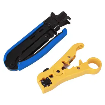 

2Pcs F RG59 RG6 RG11 Connector Cable Wire Coax Coaxial Crimper Stripper
