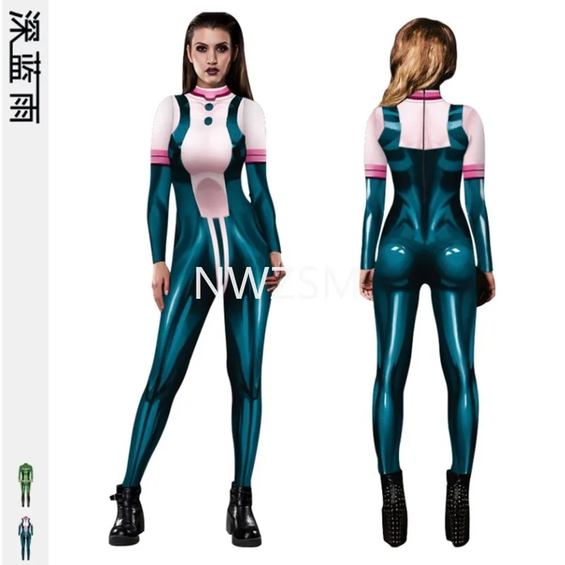 Костюмы для косплея аниме My hero academia Asui Tsuyu комбинезон Хэллоуина необычный бальный