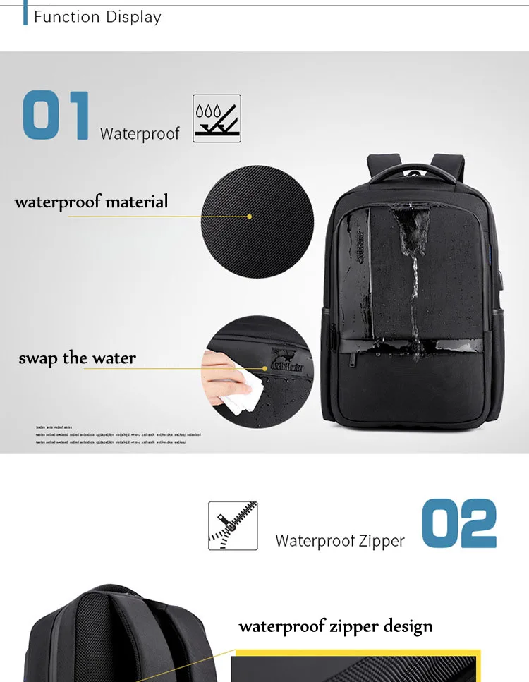 ARCTIC HUNTER, 15,6 дюймов, водонепроницаемый, USB, профессиональный, для ноутбука, мужской рюкзак, Повседневный, для ноутбука, мужская спортивная сумка для путешествий, сумка для мужчин