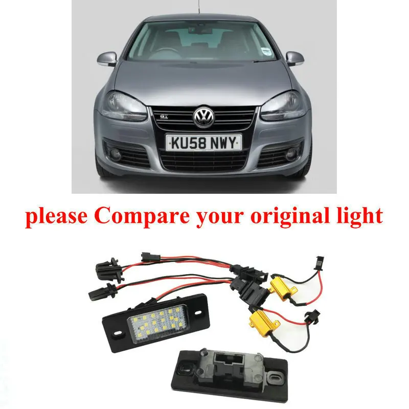 2 Bulbs Xenon White LED License Number Plate Lights For Volkswagen golf 5 5d touring car accessories error free canbus